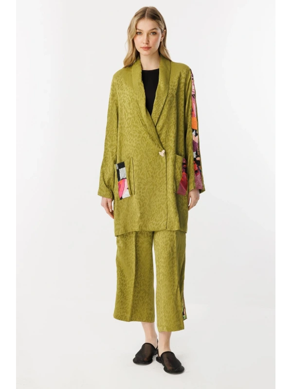 Ghisa Jakar Kumaş Leopar Desenli Yeşil Takım 25YGSTKM3068