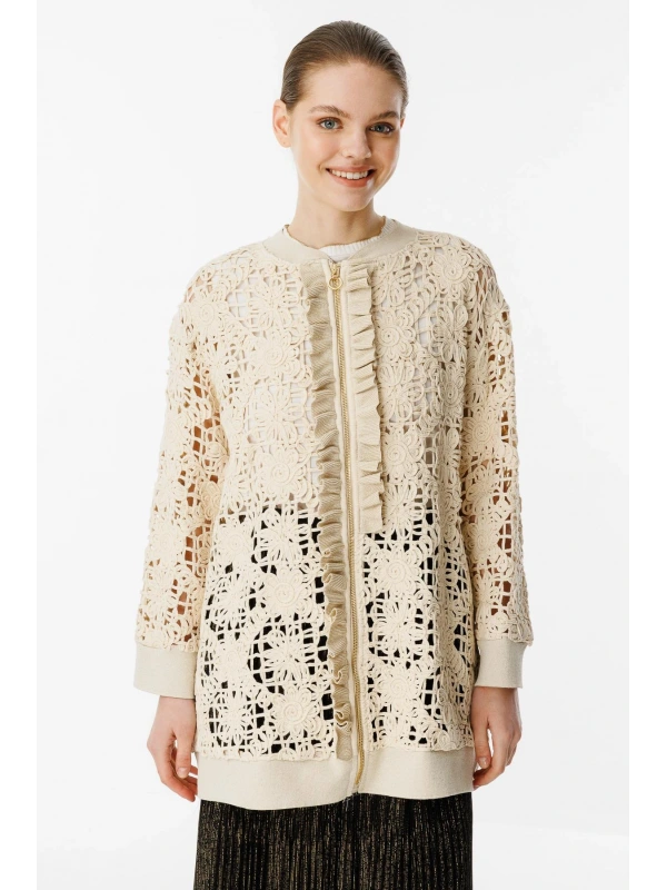 Ghisa Kadın Bej Güpür Ceket 25YGSHRK3075