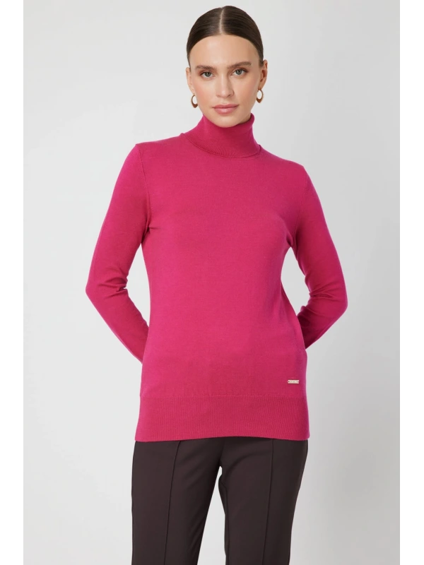 On Fashion Kadın Fuşya Boğazlı Kazak 63503