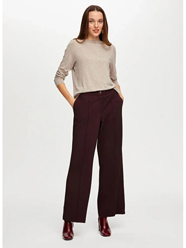 Faik Sönmez Kadın Kayık Yaka Triko Görünümlü Örme Taş Renk Bluz UW26BLZ009