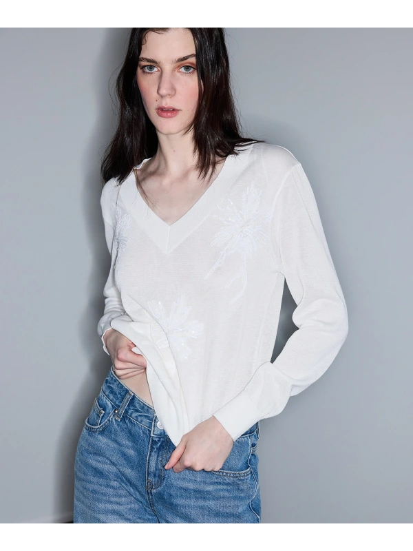 İpekyol Çiçek Motifli Triko IS1260050072