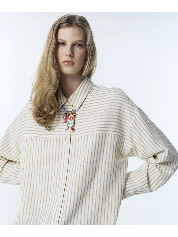 Twist Hotfix Baskılı Çizgi desen Gömlek TS1260025160