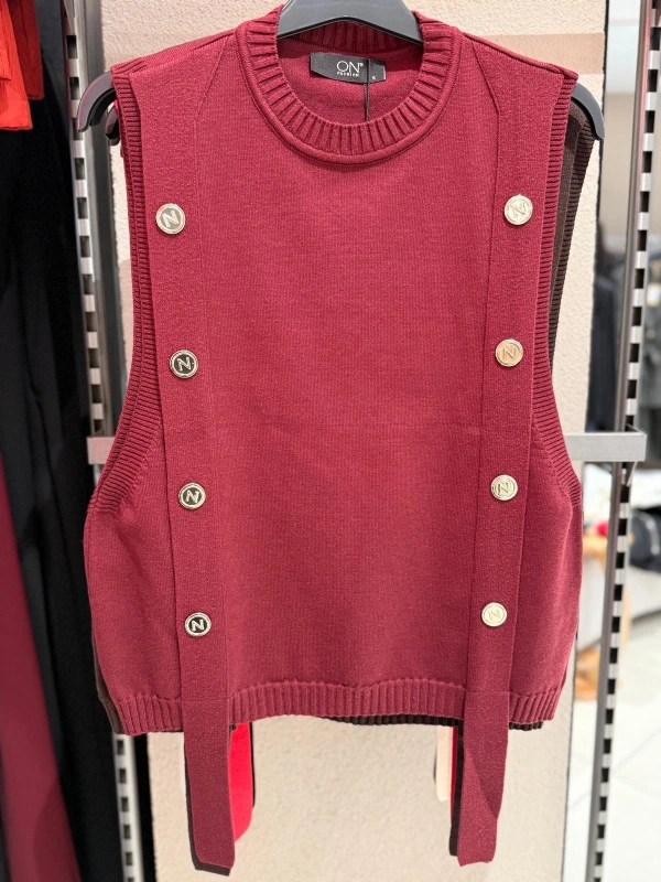 On Fashion Düğmeli Sıfır Yaka Süveter 69310