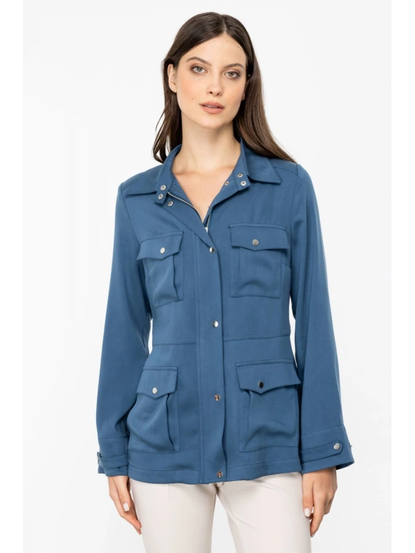 Ekol Çıt Çıt Detaylı Trençkot 06032