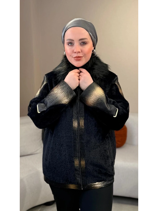 Matex Yakası Peluş Renkli Kaban 1230