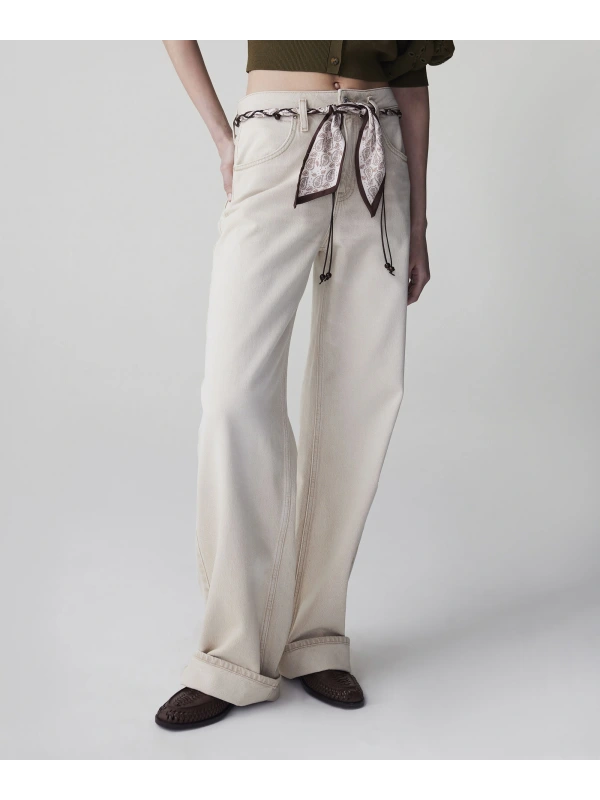 İpekyol Fular Kemerli Wide Leg Jean Pantolon IS1260018020