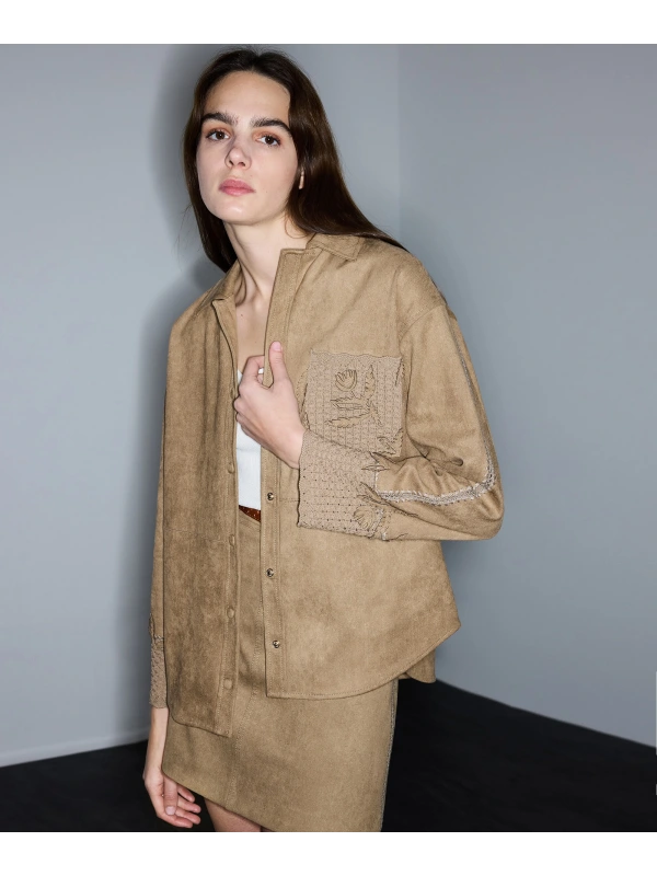 İpekyol Süet Görünümlü Triko Mix Ceket IS1260005061