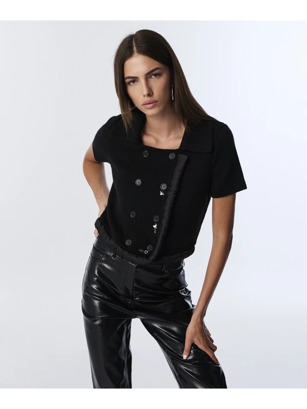 Twist Metal Aksesuarlı Kumaş Mix Triko TW6250050464