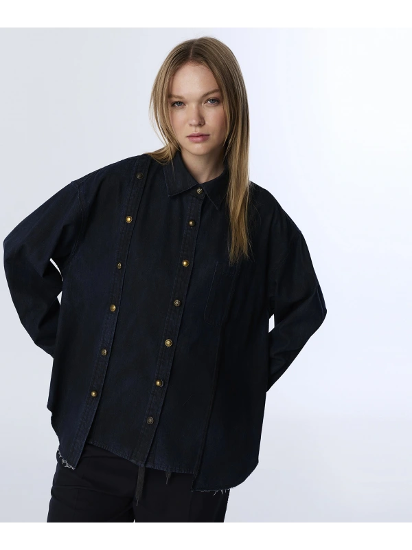 Twist Metal Aksesuarlı Jean Gömlek TW6250025128