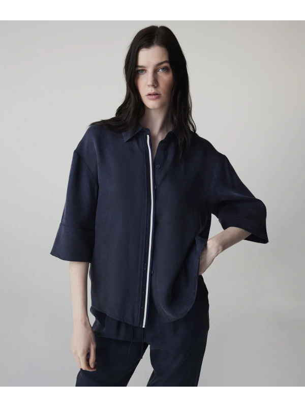 İpekyol Kontrast Biyeli Hotfix Baskılı Gömlek IS1260025153