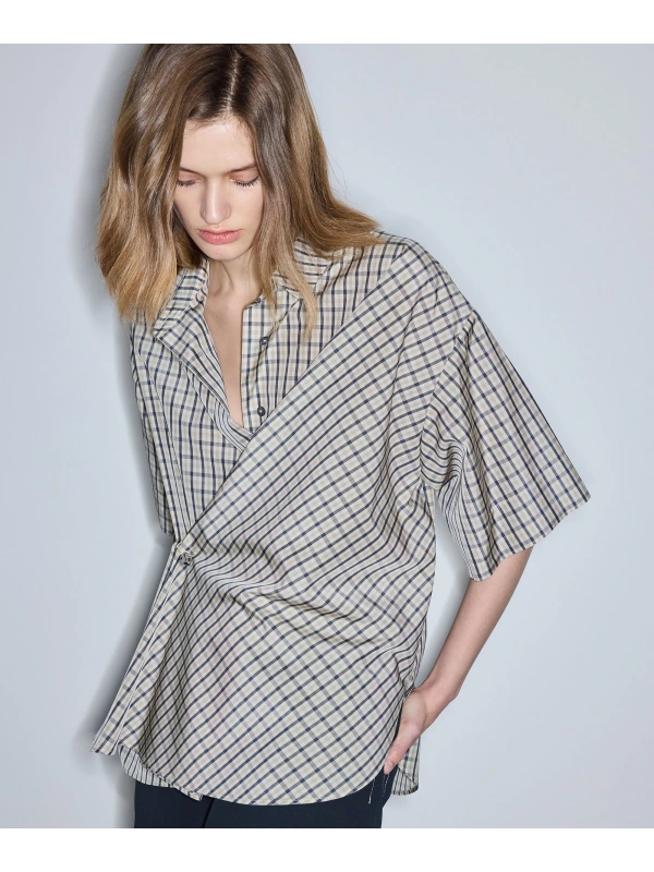 İpekyol Ekose Desen Asimetrik Gömlek IS1260025140