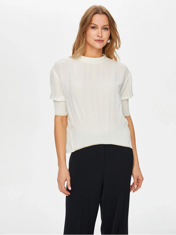 Faik Sönmez Triko Bantlı Eteği Pilise Detaylı Bluz US26BLZ005