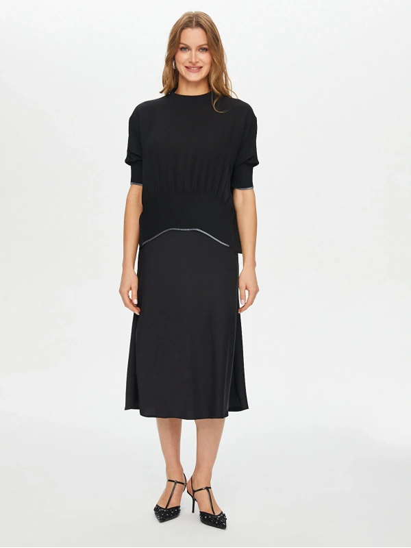 Faik Sönmez Triko Bantlı Eteği Pilise Detaylı Bluz US26BLZ005