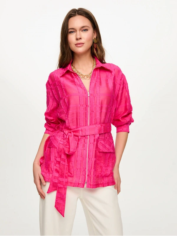 Faik Sönmez Kendinden Desenli Overshirt Tunik US26TNK006