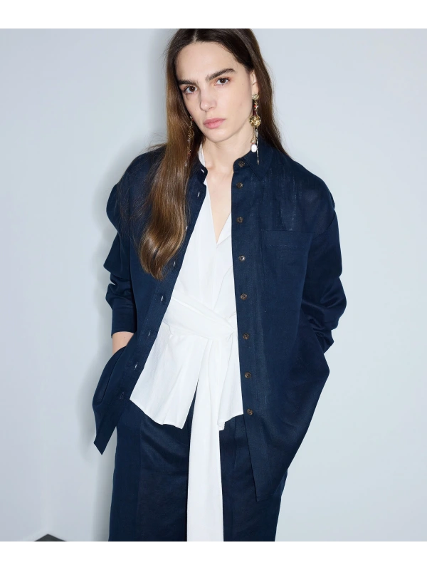 İpekyol Cepli Keten Gömlek IS1260025248