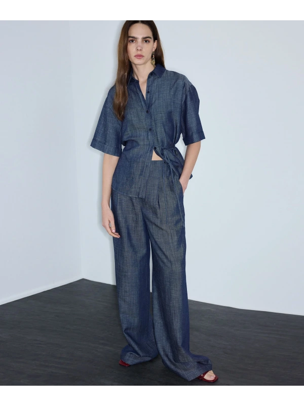 İpekyol Denim Görünümlü Wide Leg Pantolon IS1260003251