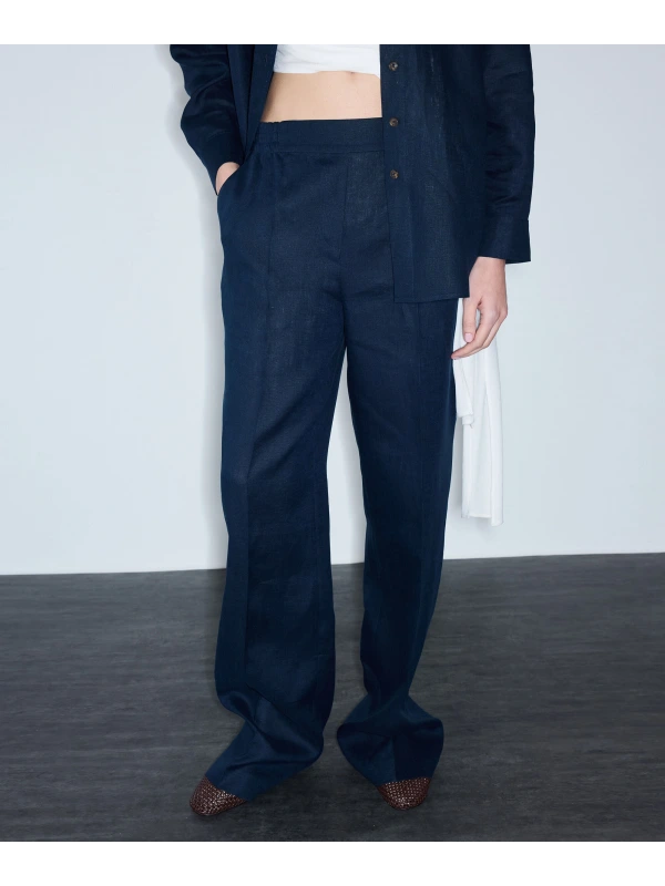 İpekyol İnce Kuşaklı Keten Pantolon IS1260003243