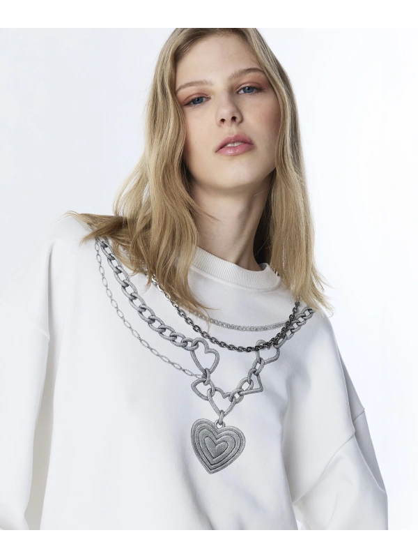 Twist Zincirli Ve Görsel Baskılı Sweatshirt TS1260091026