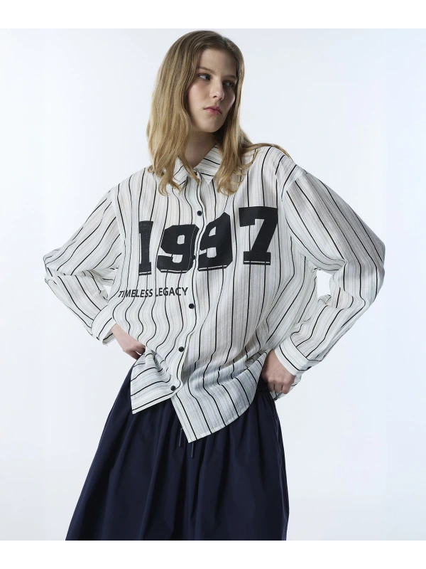 Twist Slogan Baskılı Çizgi Desen Gömlek TS1260025113