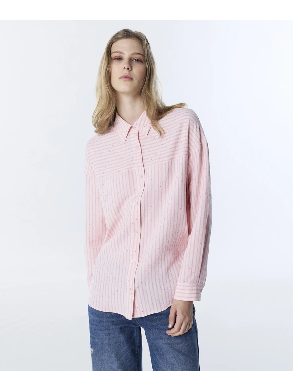 Twist Hotfix Baskılı Çizgi desen Gömlek TS1260025160