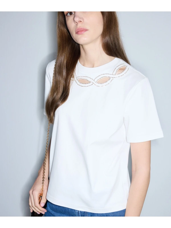 İpekyol Strass Taş İşlemeli Cutout Tişört IS1260070238