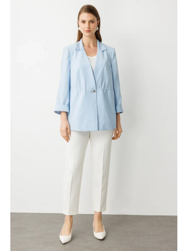 Ekol Bel Büzgülü Tek Düğme Ceket 04542