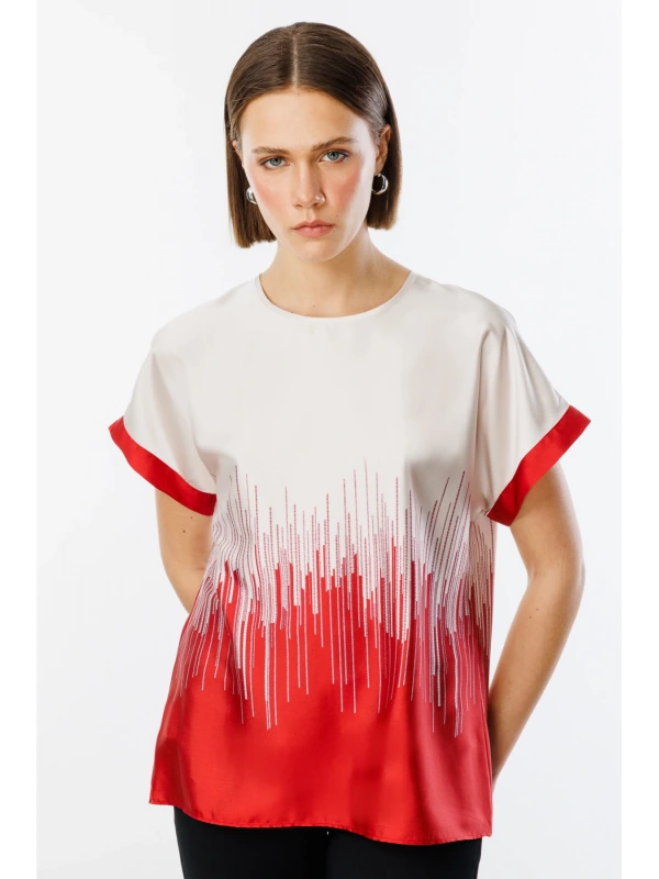 Ekol Çift Renk Saten Bluz 03106