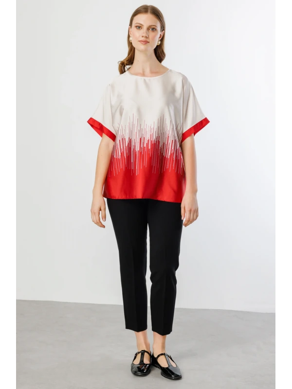 Ekol Çift Renk Saten Bluz 03606