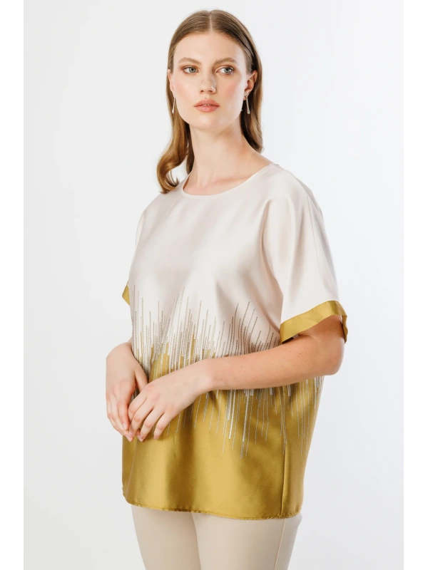 Ekol Çift Renk Saten Bluz 03606