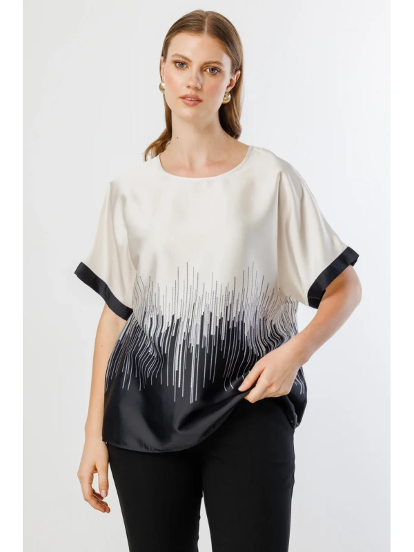 Ekol Çift Renk Saten Bluz 03606