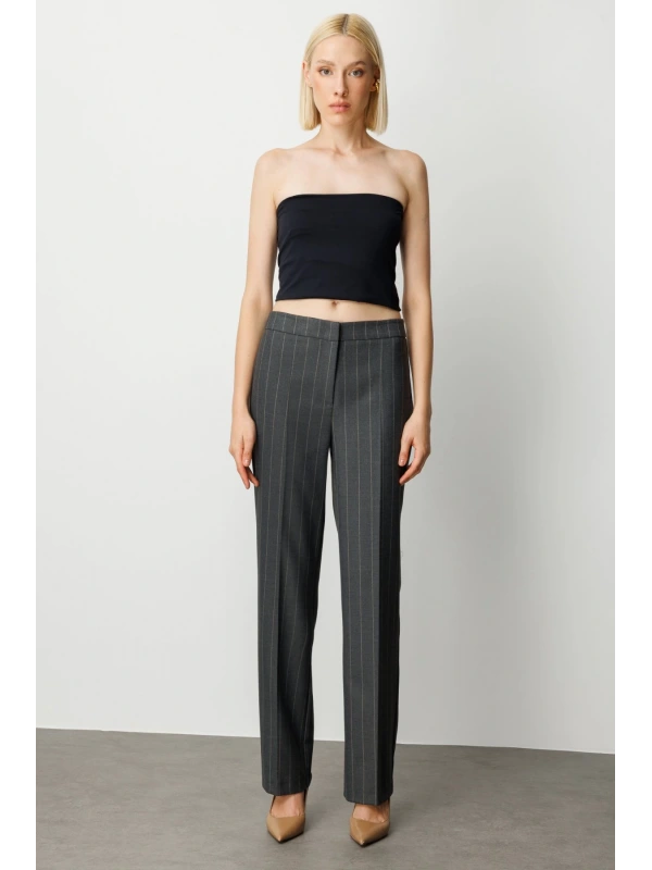 Ekol Çizgili Bol Paça Pantolon 05129