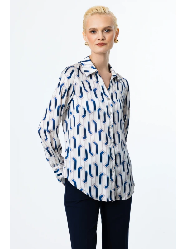 Ekol Desenli Saten Gömlek 03102