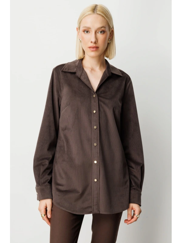 Ekol İnce Fitilli Kadife Bluz 03045