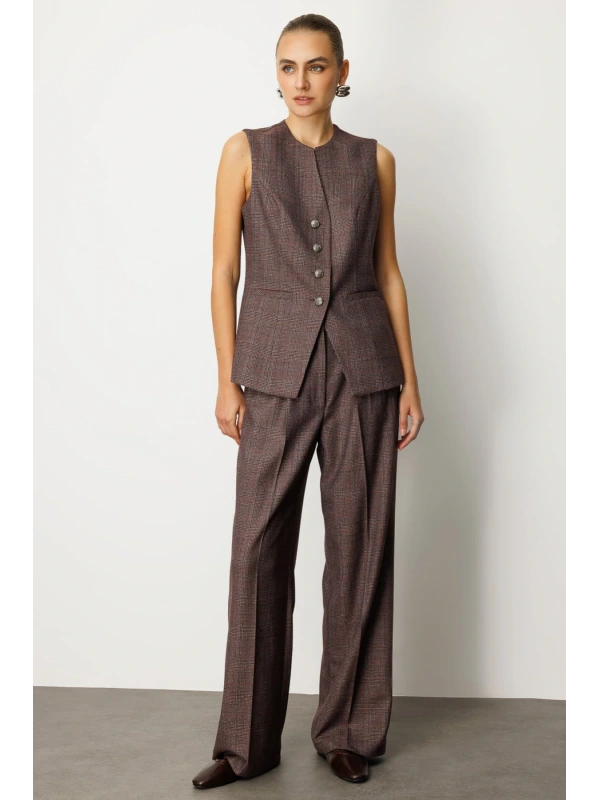 Ekol Kadın Boru Paça Bordo Pantolon 05167