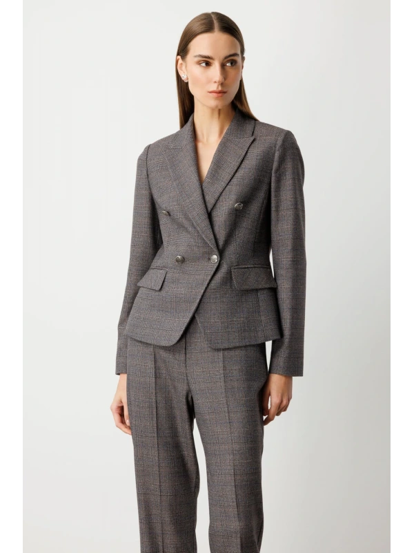 Ekol Kadın Gümüş Düğmeli Antrasit Ceket 05161