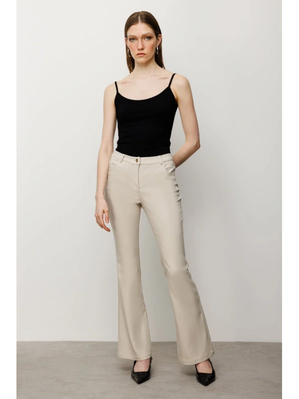 Ekol Kadın İspanyol Paça Kum Renk Pantolon 02044
