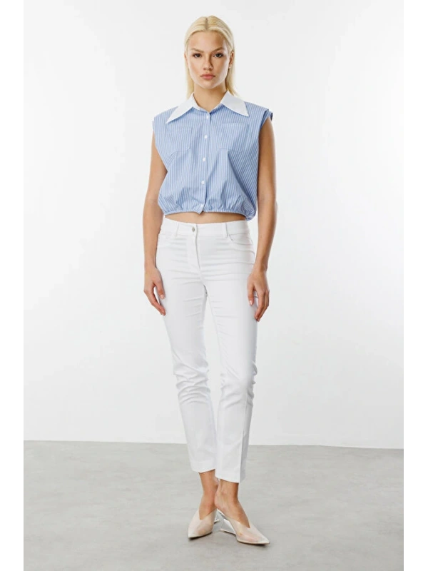 Ekol Kadın Kumaş Ekru Kalem Pantolon 02022