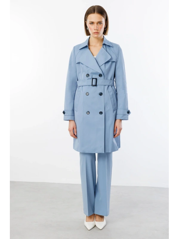 Ekol Kadın Mavi Trençkot 07002