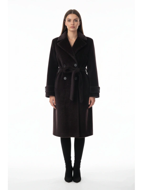 Ekol Kadın Siyah Peluş Manto 06033