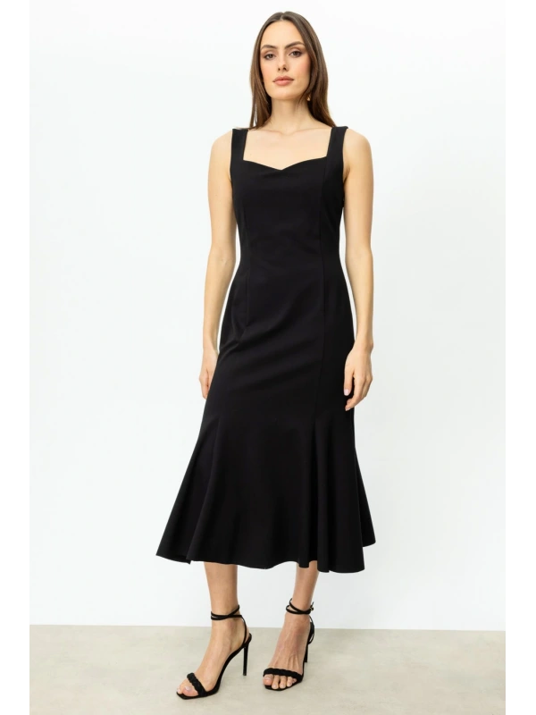 Ekol Kalın Askılı Uuzun Elbise 05052