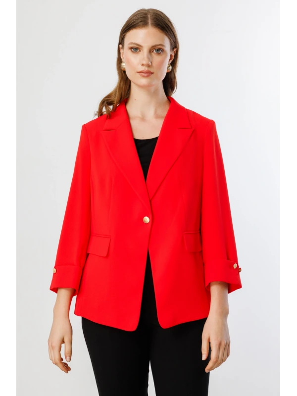 Ekol Kapak Cep Detaylı Tek Düğmeli Ceket 04508