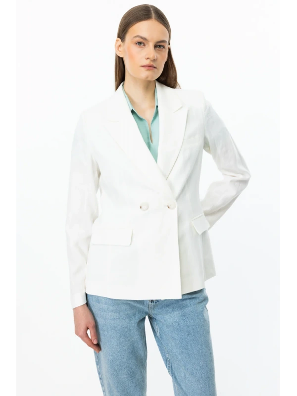 Ekol Kadın Kapak Cepli Ekru Ceket 04018