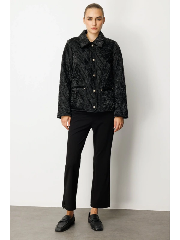 Ekol Siyah İçi Polarlı Kadın Kapitone Mont 06603