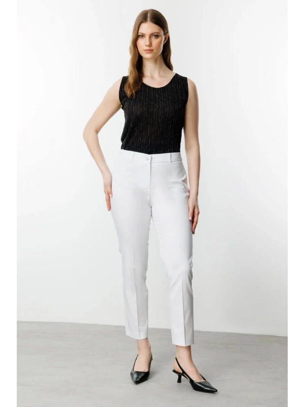 Ekol Kadın Klasik Kesim Ekru Pantolon 02028
