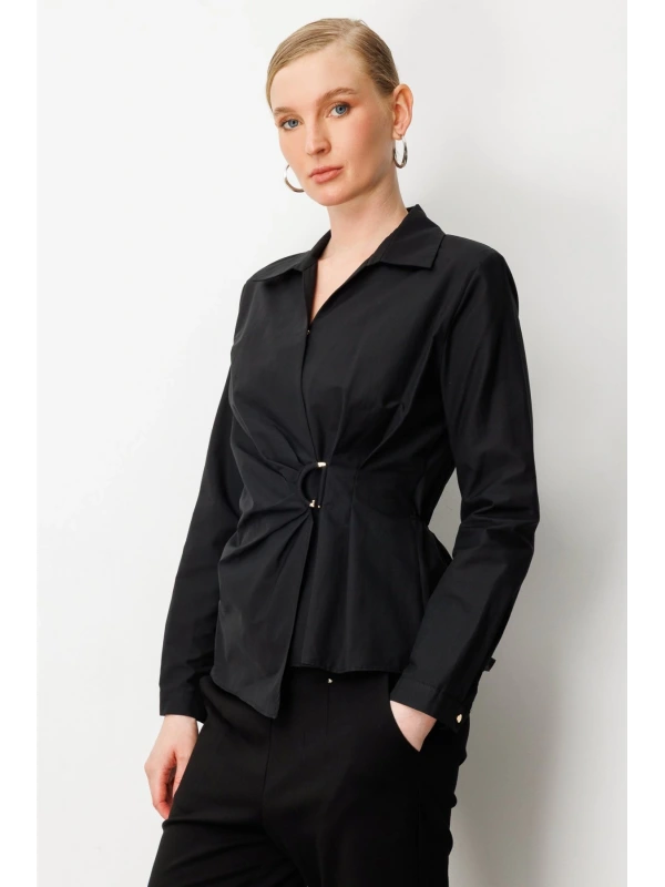 Ekol Kruvaze Yaka Önü Tokalı Bluz 03047