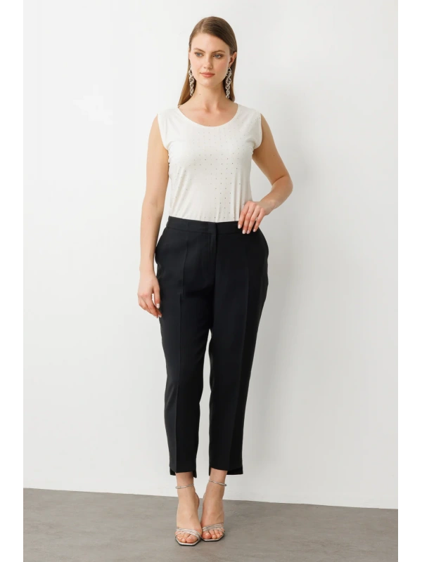 Ekol Paça Detay Siyah Kadın Pantolon 02108