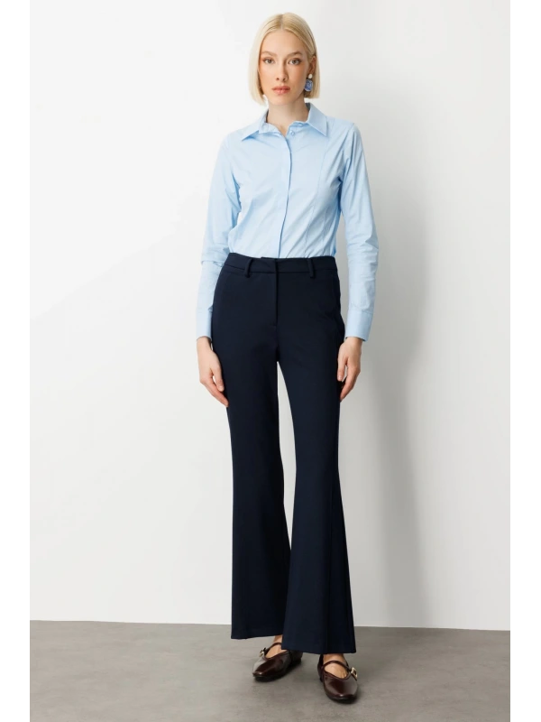 Ekol Simli Kumaş Bol Paça Pantolon 01045