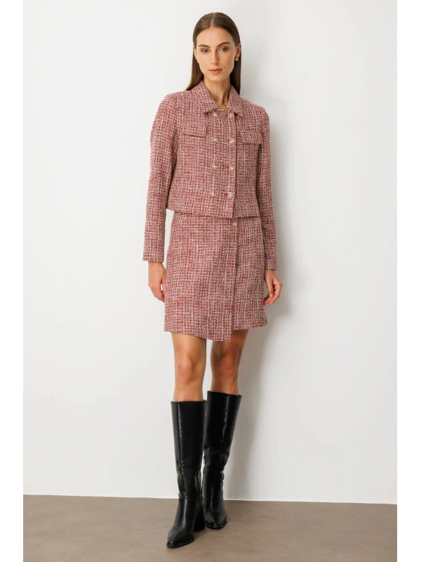 Ekol Süs Düğmeli Mini Tüvit Etek 05047