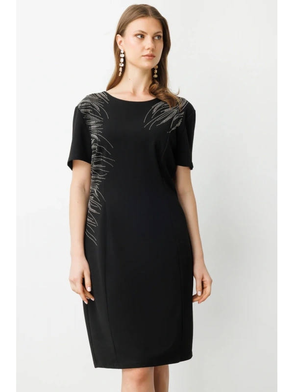 Ekol Taşlı Kısa Kol Elbise 05960