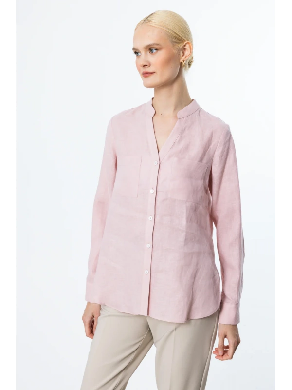 Ekol V Yaka Keten Gömlek 03134